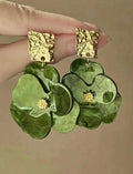 Amisi Acrylic Petal Stud Earring (Green)