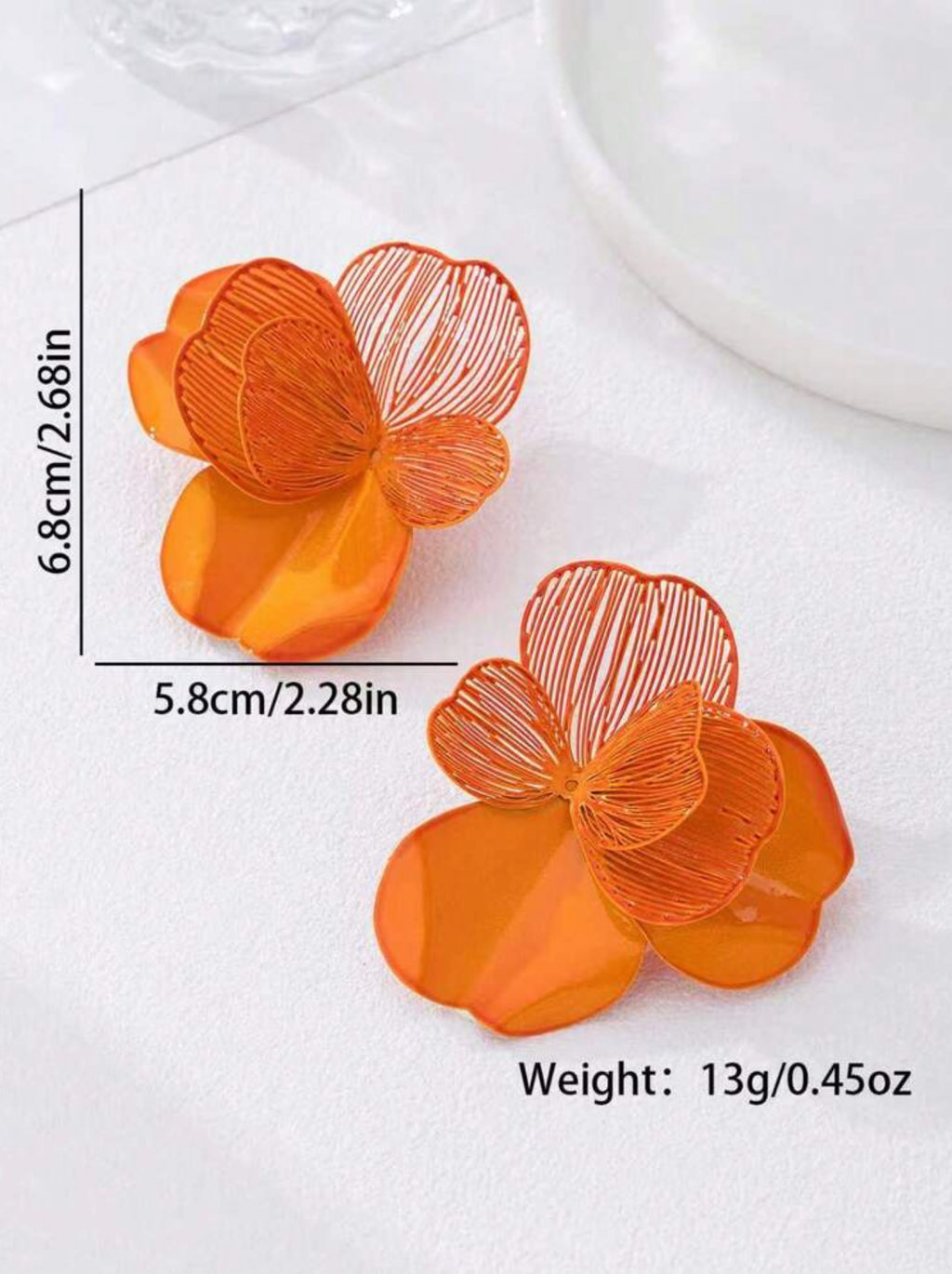 Belle Stud Earrings Orange