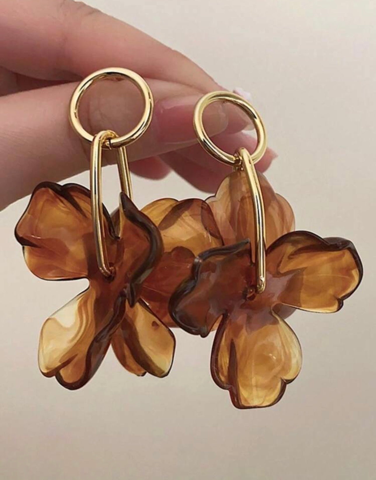 Ayana Opaque Brown Petal Earring