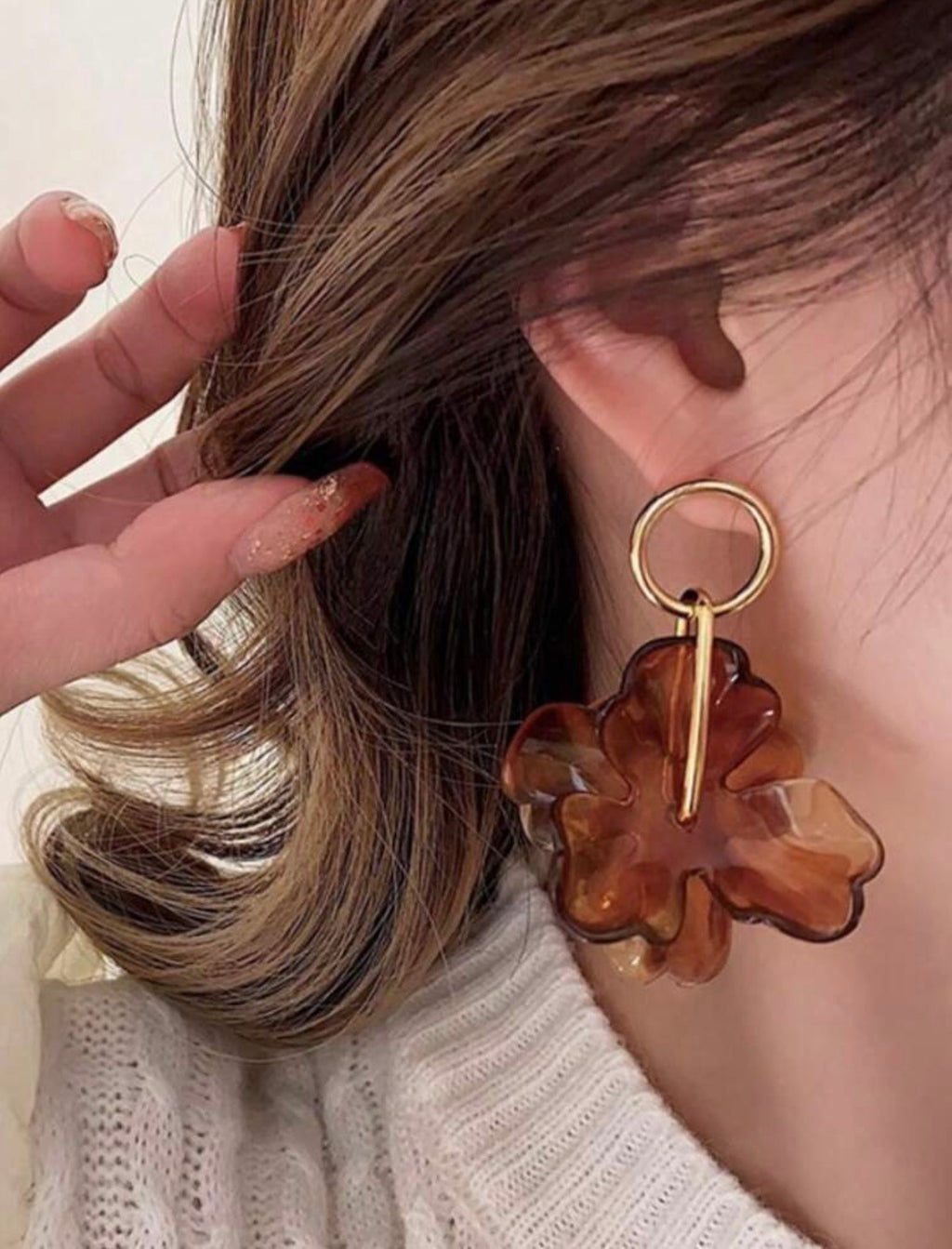 Ayana Opaque Brown Petal Earring