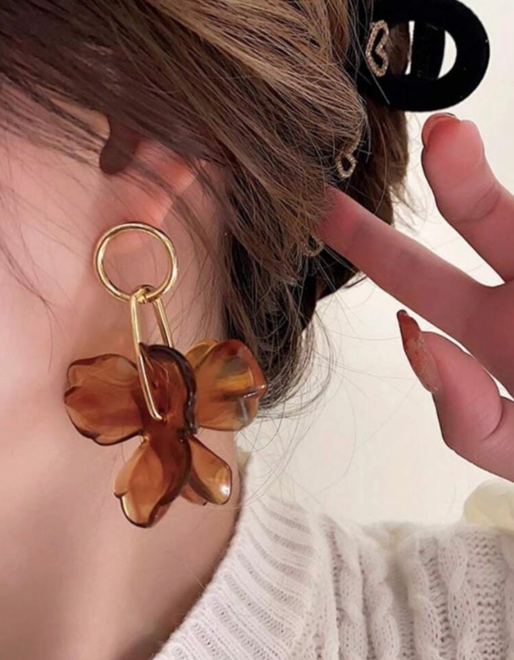 Ayana Opaque Brown Petal Earring