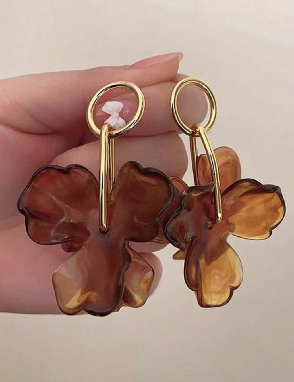 Ayana Opaque Brown Petal Earring