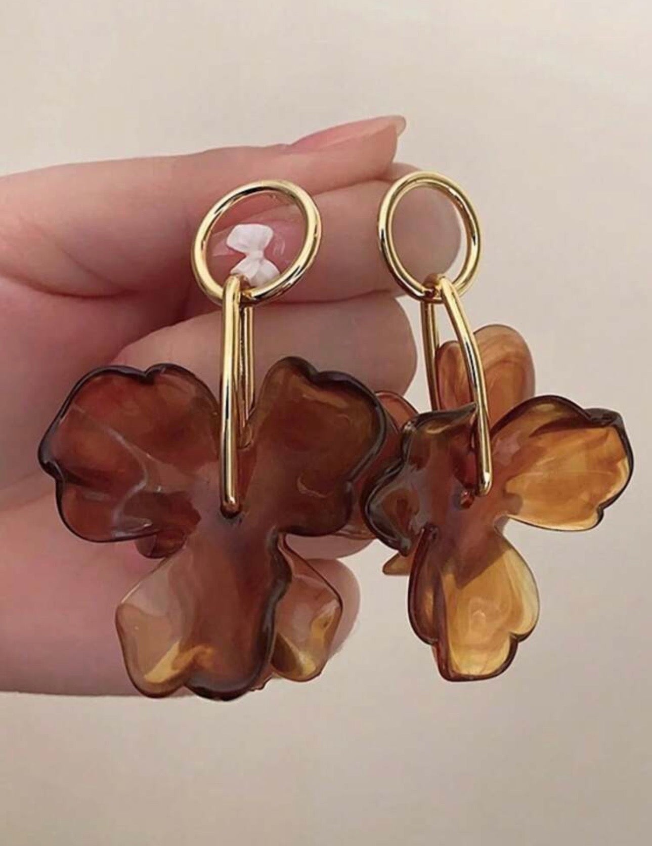 Ayana Opaque Brown Petal Earring