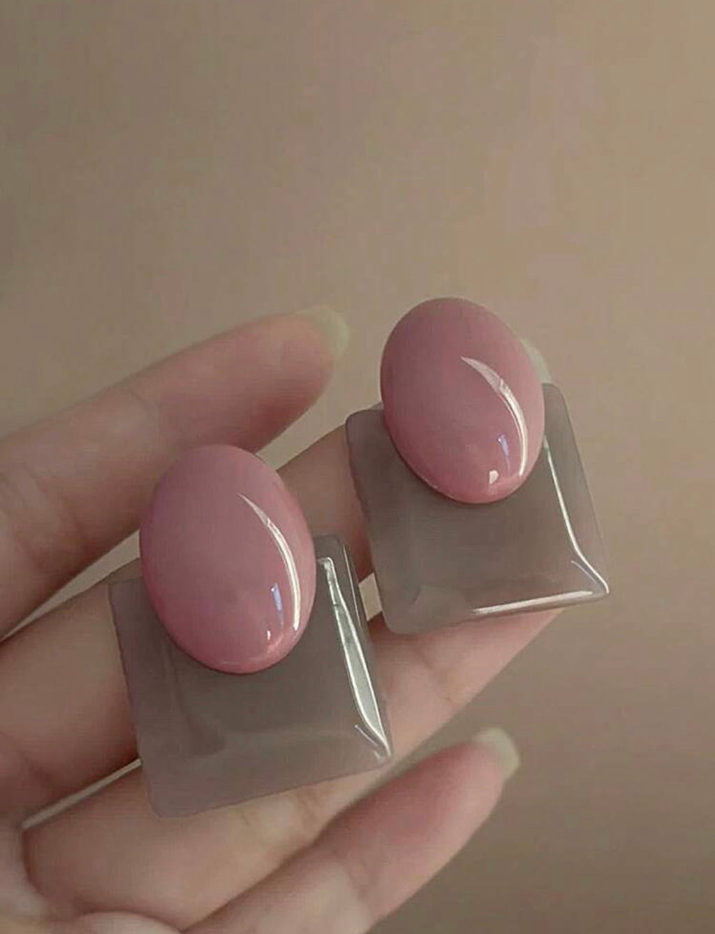 Olivia Geometric Resin Block Square Stud Earring