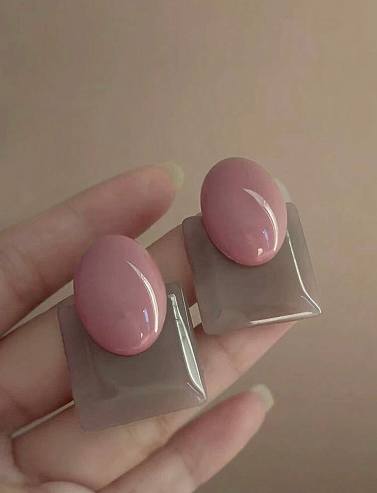 Olivia Geometric Resin Block Square Stud Earring