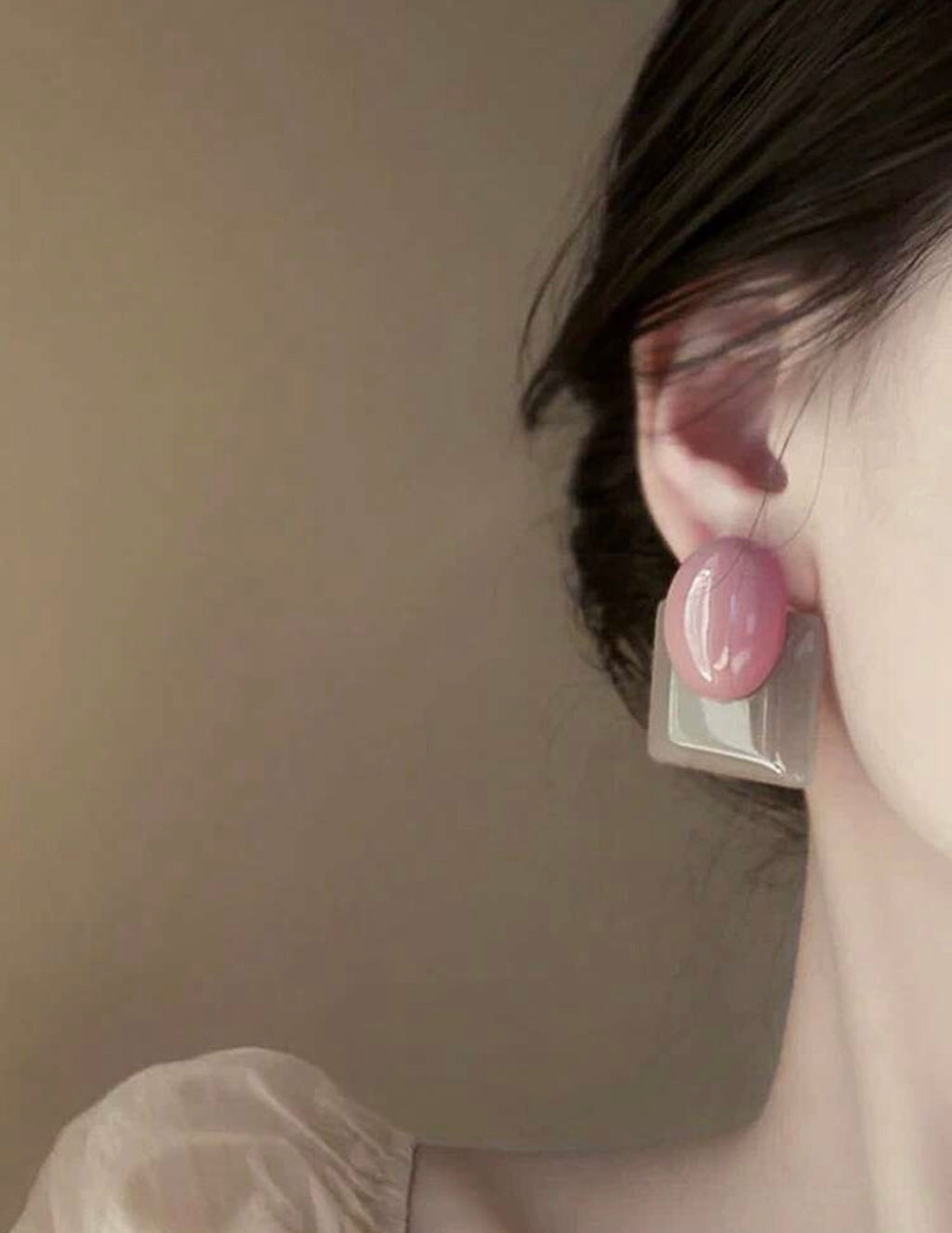 Olivia Geometric Resin Block Square Stud Earring