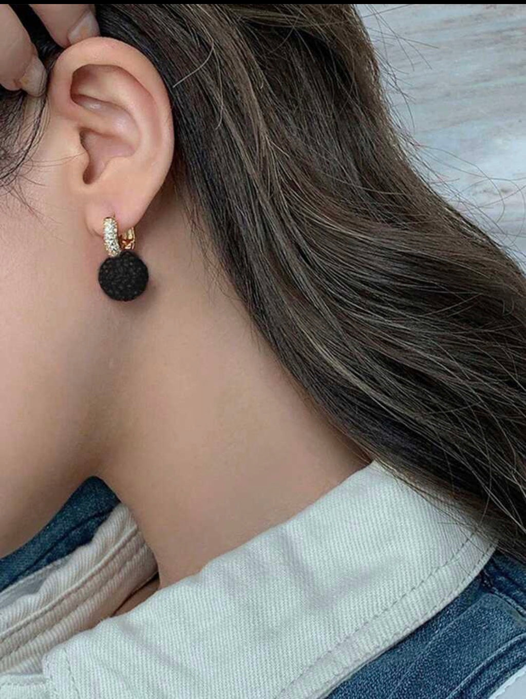 Jahdiel Rhinestone Ball Pendant Earrings (Black)