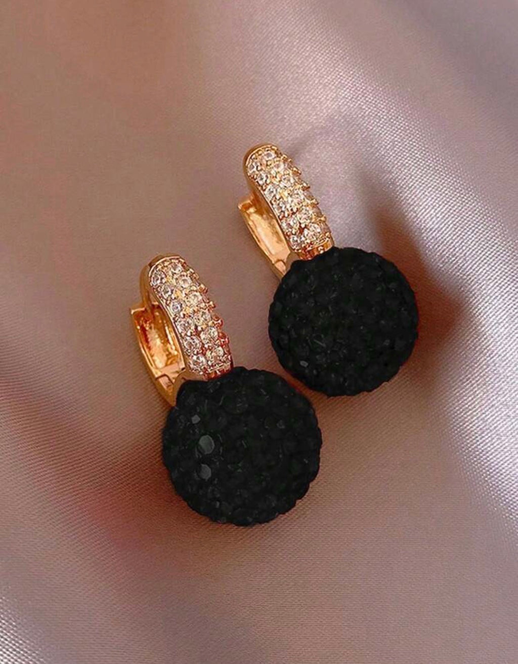 Jahdiel Rhinestone Ball Pendant Earrings (Black)